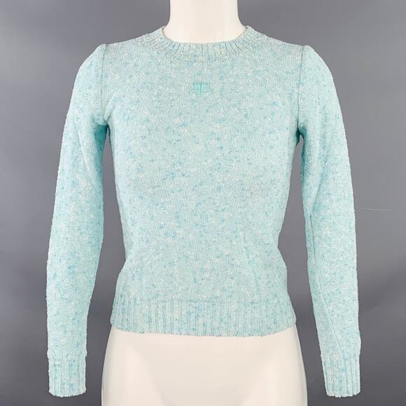 COURREGES Vintage Size XS Blue White Triacetate Blend Crew Neck Pullover - Picture 1 of 7
